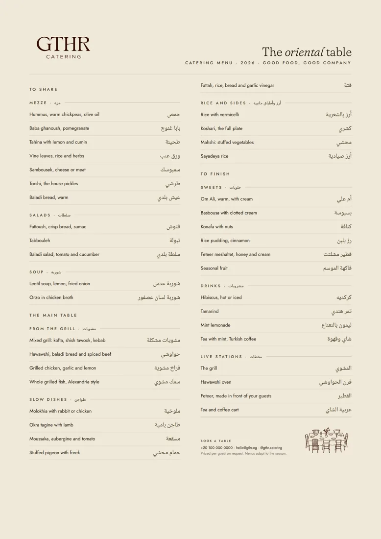 A4 catering list