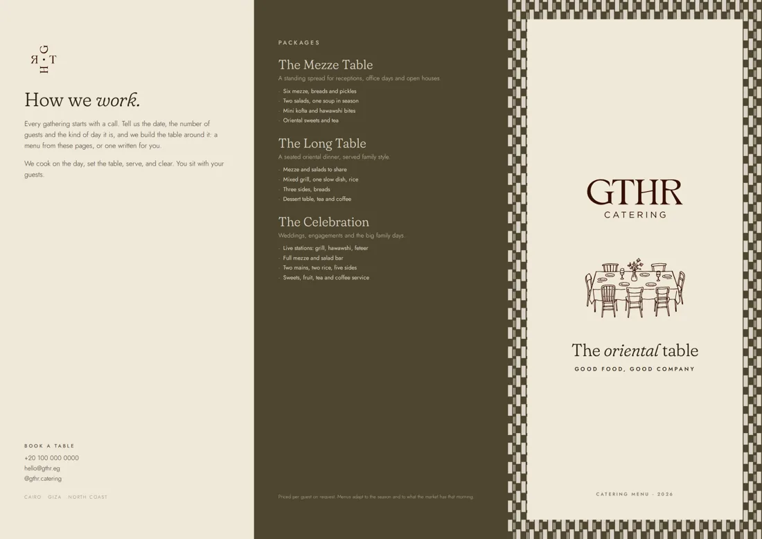 Tri-fold menu, outside