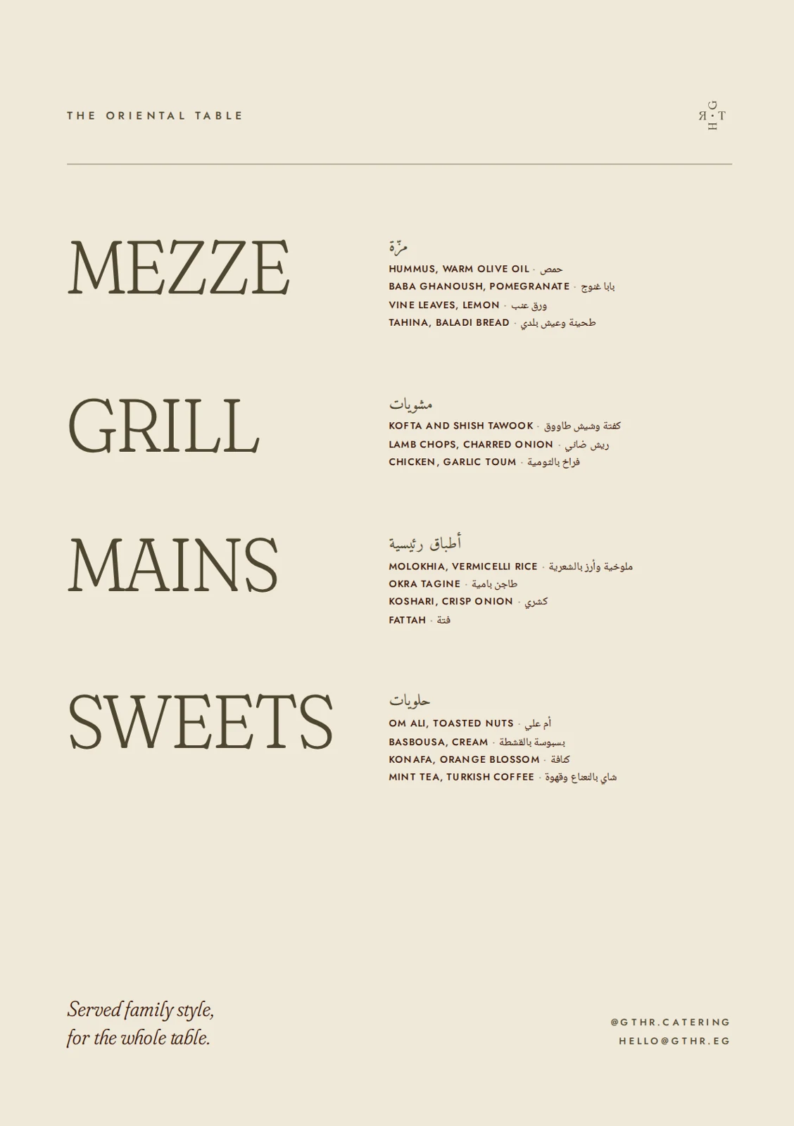 Two-panel menu list