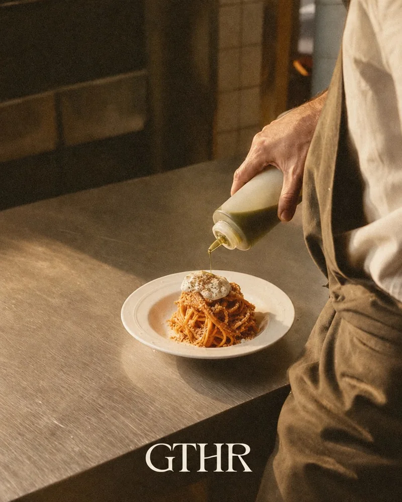 Pasta, wordmark overlay