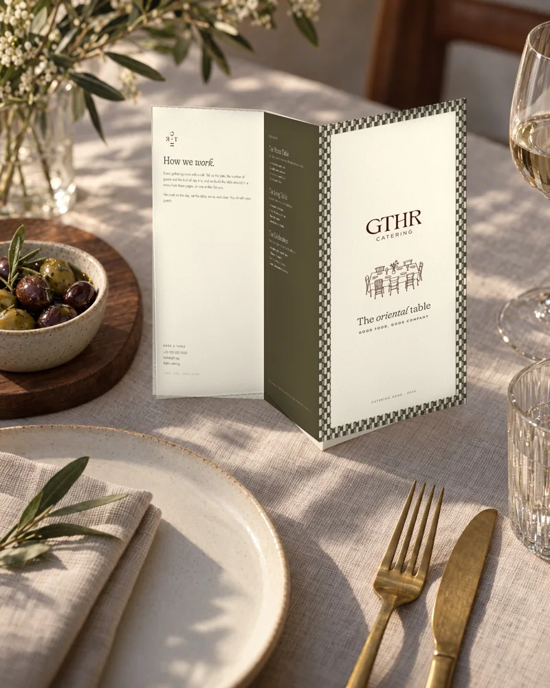 Catering menu, tri-fold