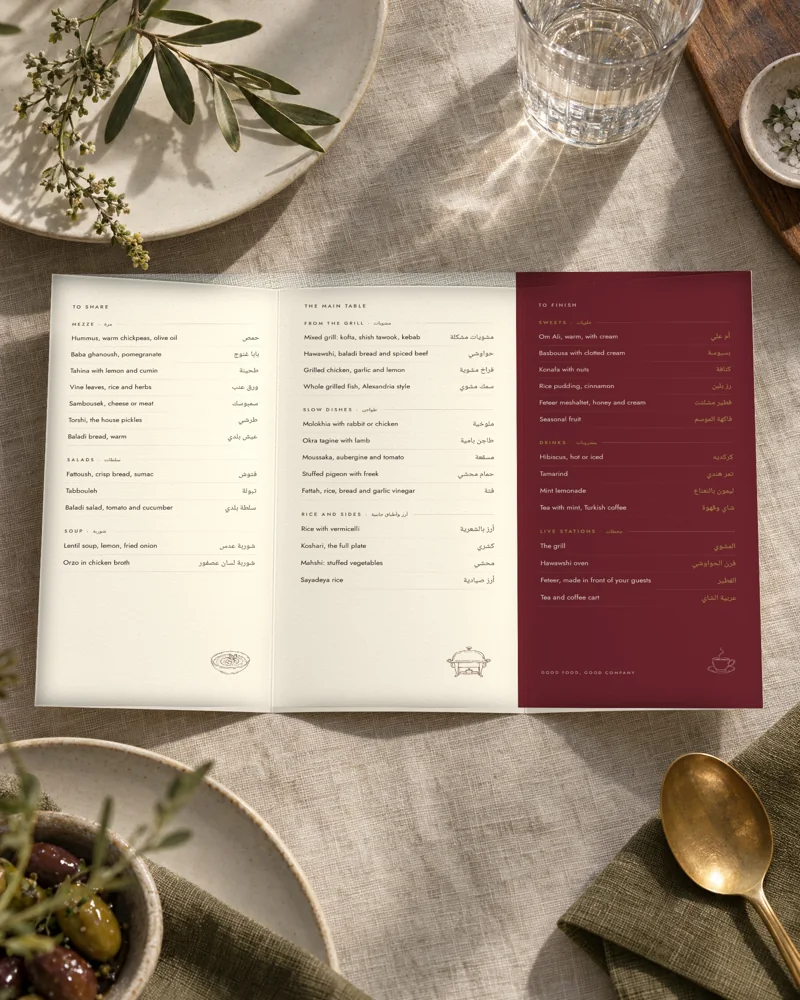 The menu, open